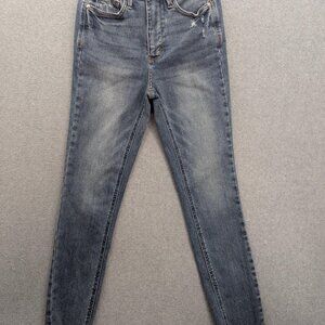 Judy Blue Jeans Womens 5 27 Blue Skinny Fit Distressed Raw Hem Stretch Denim